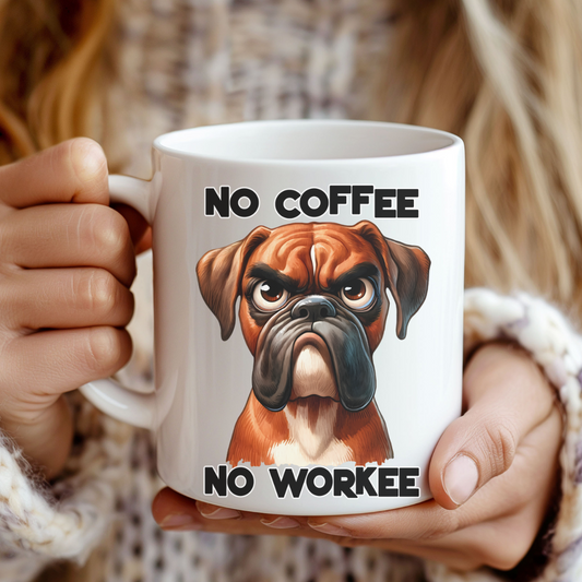 Taza de cerámica No Coffee, No Workee: alimenta tu esfuerzo