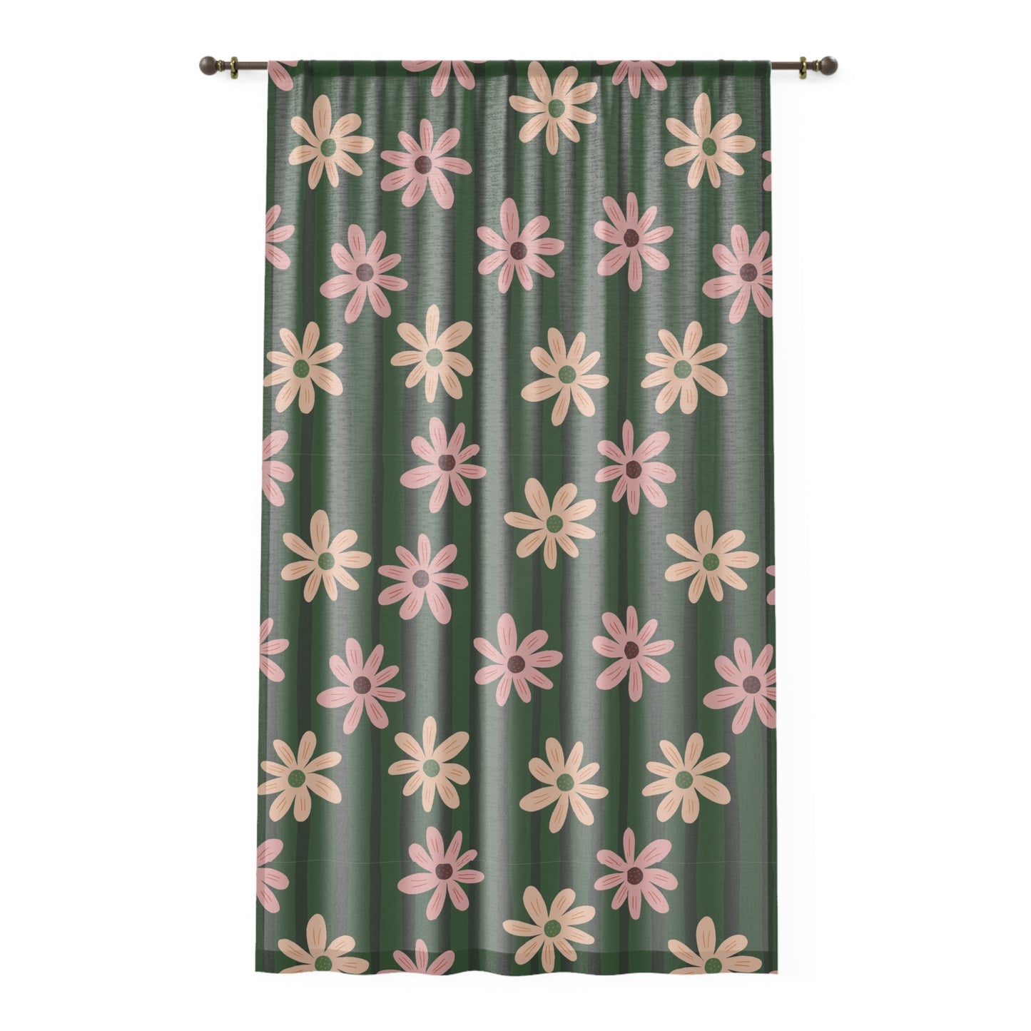 Elegant Green Floral Window Curtain