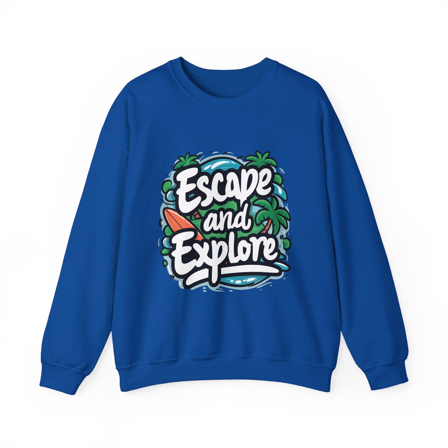 Sudadera unisex con cuello redondo Escape and Explore: ropa informal con temática de aventuras