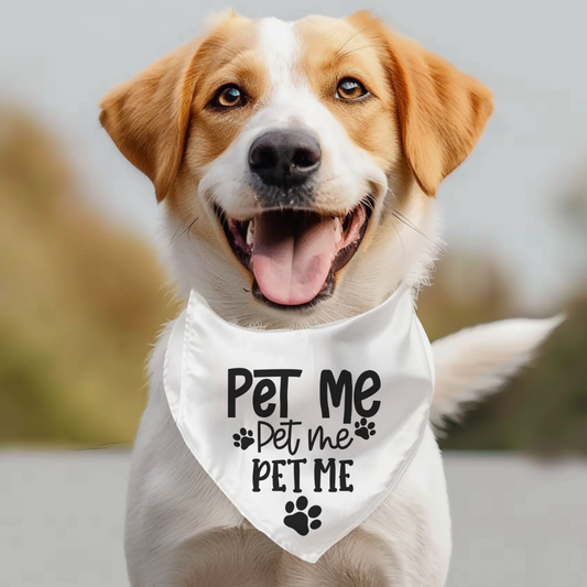 Preciosa bandana para perros con la frase «Pet Me»: porque tu cachorro merece todo el amor